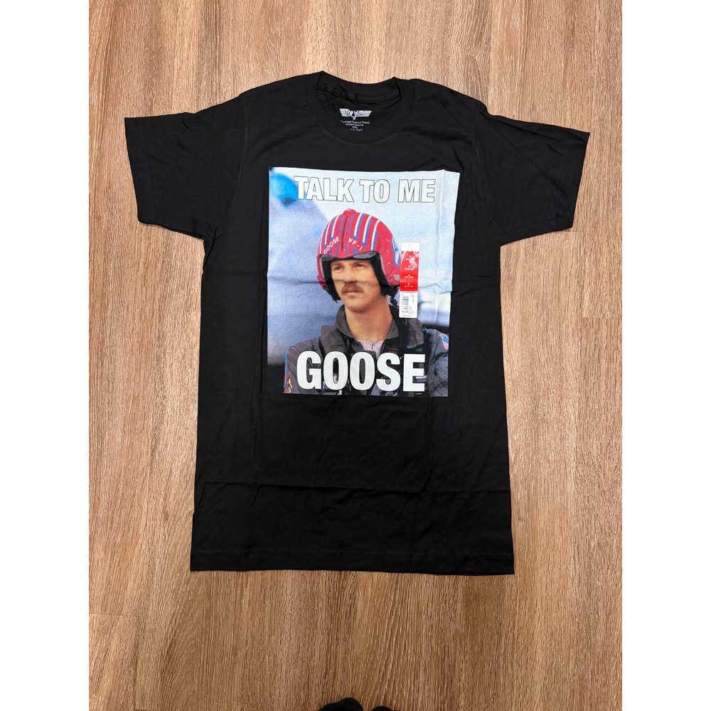 Top Gun Talk To Me Goose Graphic T-Shirt Mens Small Black 100% Cotton NWT